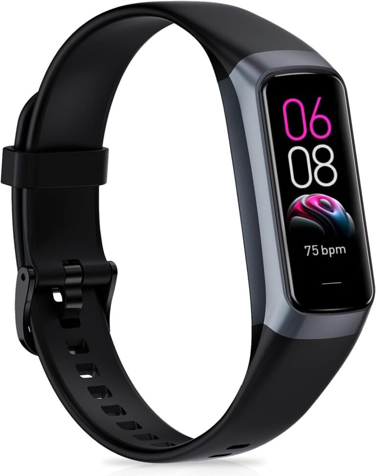 Fitness Tracker with 24/7Heart Rate, Blood Pressure, Sleep Tracking, Calorie, Activity Tracker with 1.1″ AMOLED Color Screen, Waterproof Step Tracker for Android iPhones Women Men